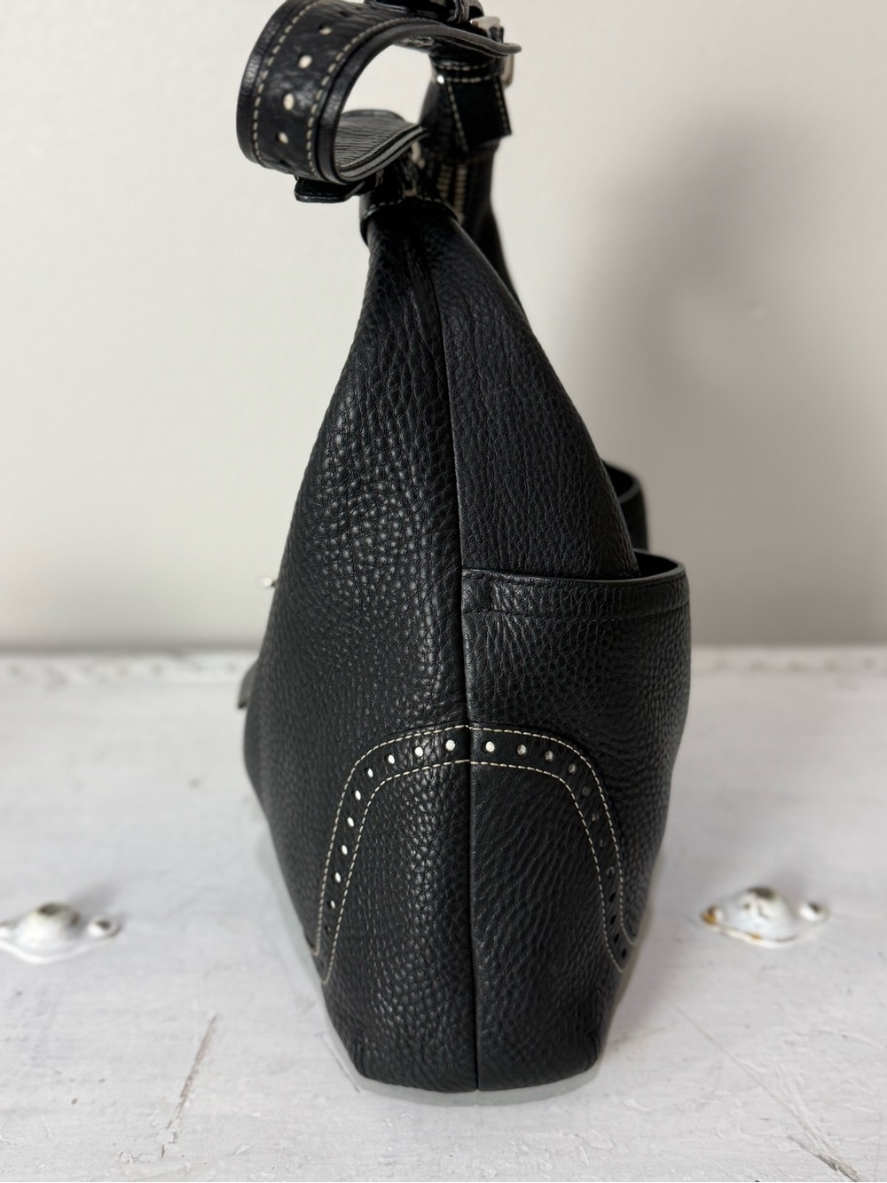 Coach Vintage Hamptons Pebbled Leather Hobo Bag Black Y2K 5054 - Picture 5 of 11